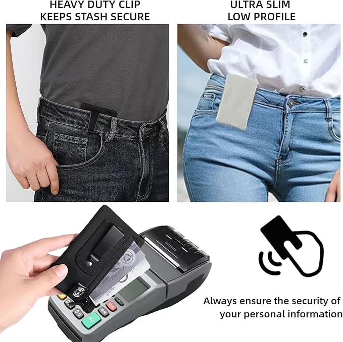 RFID Hidden Clip Stash Money Belt - Ultra Thin Anti-Theft Travel Pouch with Credit Card Slots for Women/Men, Perfect for International Travel, Daily Commute & Outdoor Activities (Green)