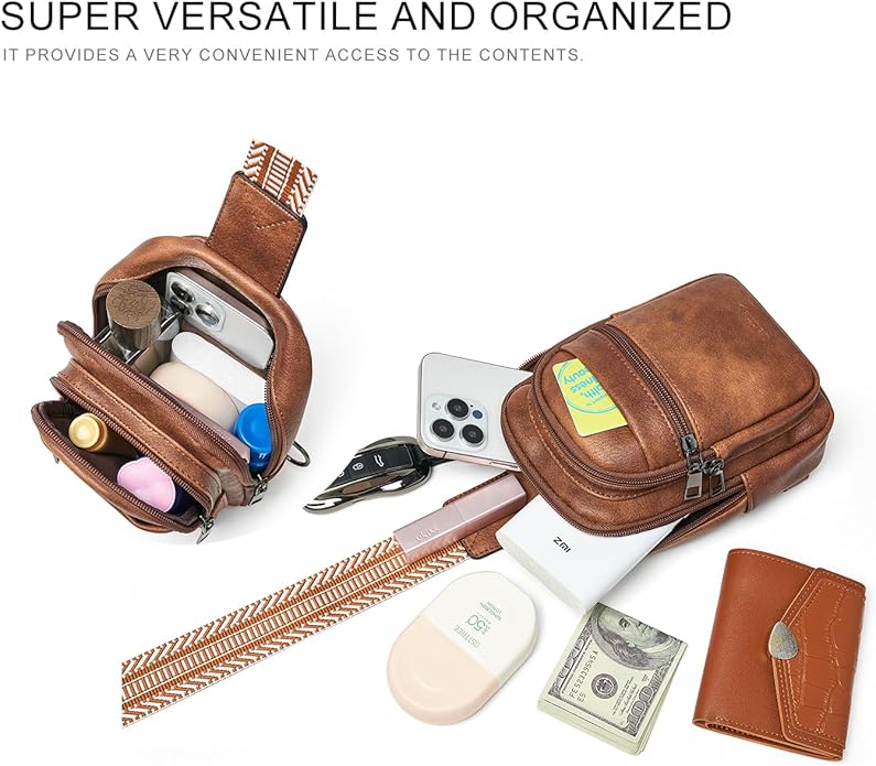 Sling Bag For Women Faux Leather Small Casual Daypack Backpack Fanny Pack Crossbody Chest Bags Purse
