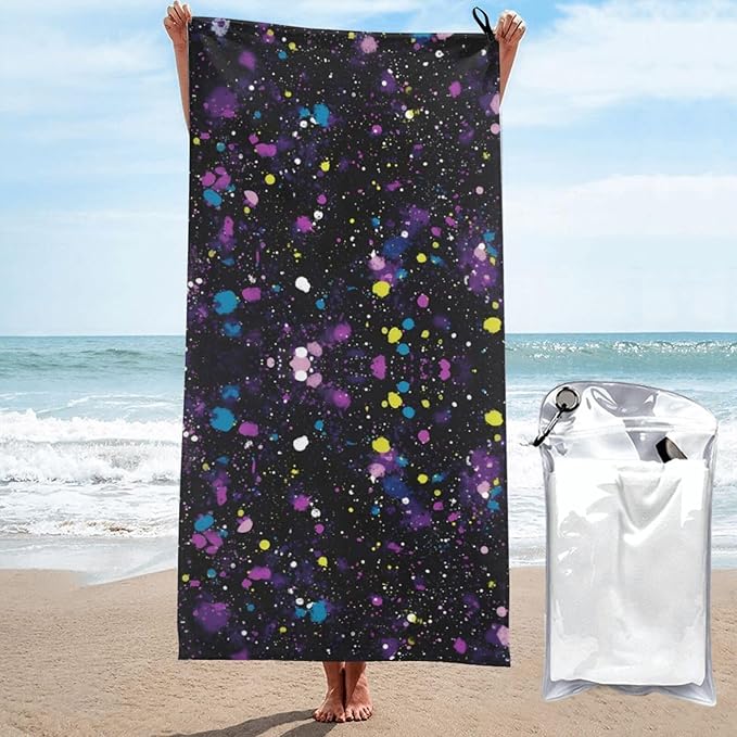Galaxy Sand Free Beach Towel – 27.5"X55" Quick Dry Microfiber Beach Towels for Travel, Swimming, Pool, and Camping, Absorbent and Compact Beach Essential for Women, and Men
