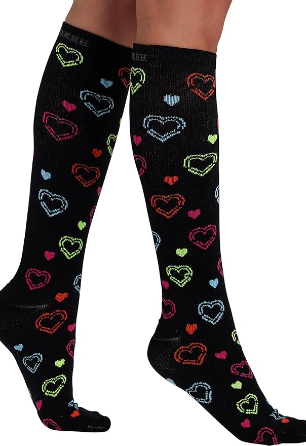 Cherokee Women's 10-15mmHg Compression Socks – Fun Print Knee Highs with Light Support, Soft Feel - PRINTSUPPORT