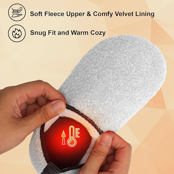 QFH Womens & Mens Cozy House Slippers - Portable Travel Shoes with Flexible Rubber Sole & Soft Velvet Lining