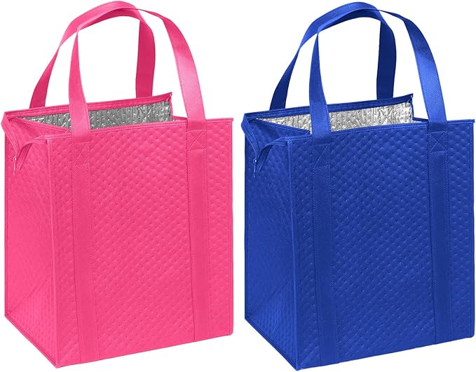 Mediz Hannah Direct Large Capacity Heavy Duty Insulated Smart Shopping Bag - Strong Reusable Grocery Tote 2 Pack