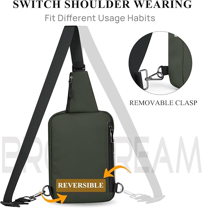 BROADREAM Mini Sling Bag for Men Women Small Crossbody Backpack Shoulder Bags with RFID & Waterproof for Hiking Trave Running