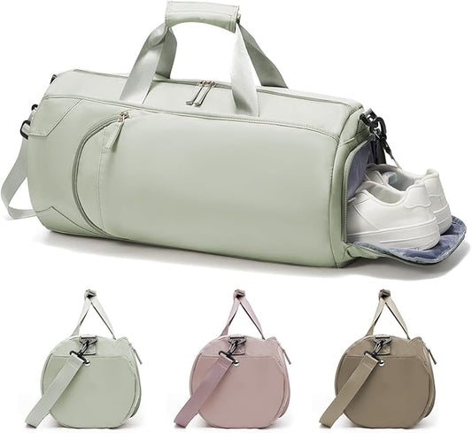 Gym Bag for Women And Mens with Shoe Compartment, Large Duffle Bag with Wet Pocket Carry-on Gym Duffle Bag for Travel and Sports Weekender Overnight Workout Bag Grass Green