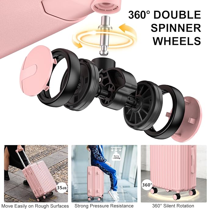 28 Inch Large Checked Luggage, Hardside Checked Suitcase with 360° Spinner Wheels, Lightweight PC Hard Shell Carry Luggage, TSA Approved Lock, 28" Expandable Large Suitcase for Women Travel