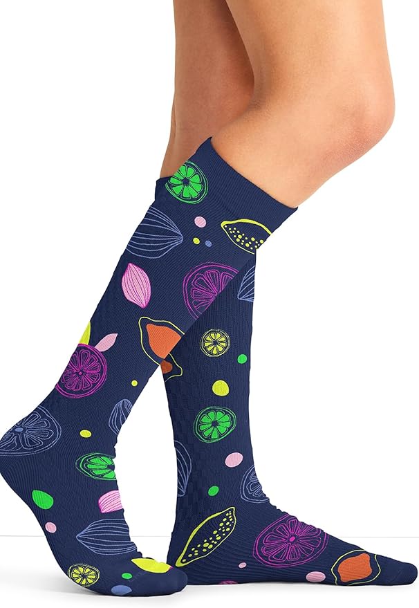 Cherokee Women's 10-15mmHg Compression Socks – Fun Print Knee Highs with Light Support, Soft Feel - PRINTSUPPORT