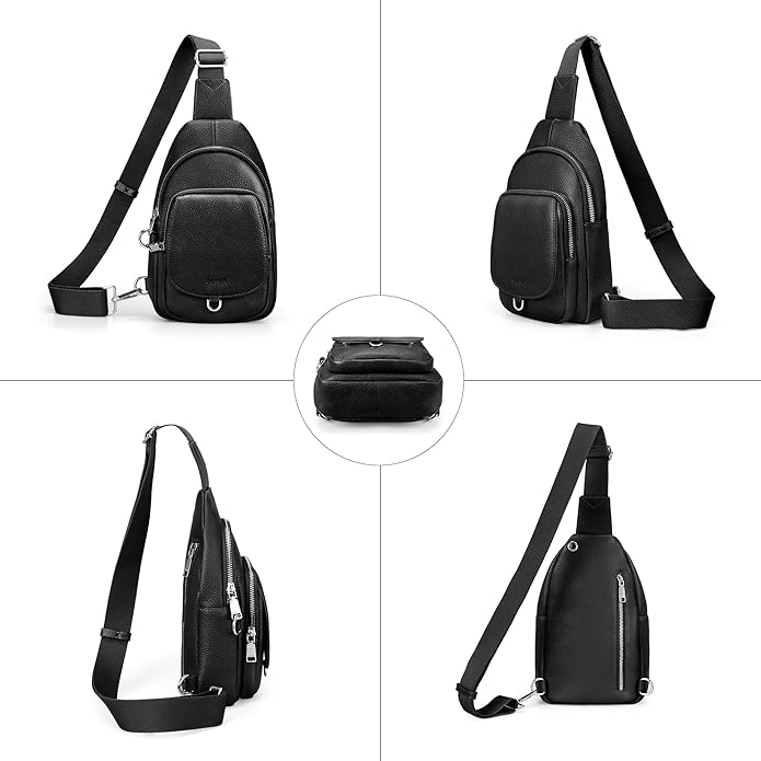 befen Anti Theft Genuine Leather Sling Bag for Women RFID Small Crossbody Bag Chest Bag Leather Fanny Packs for Travel