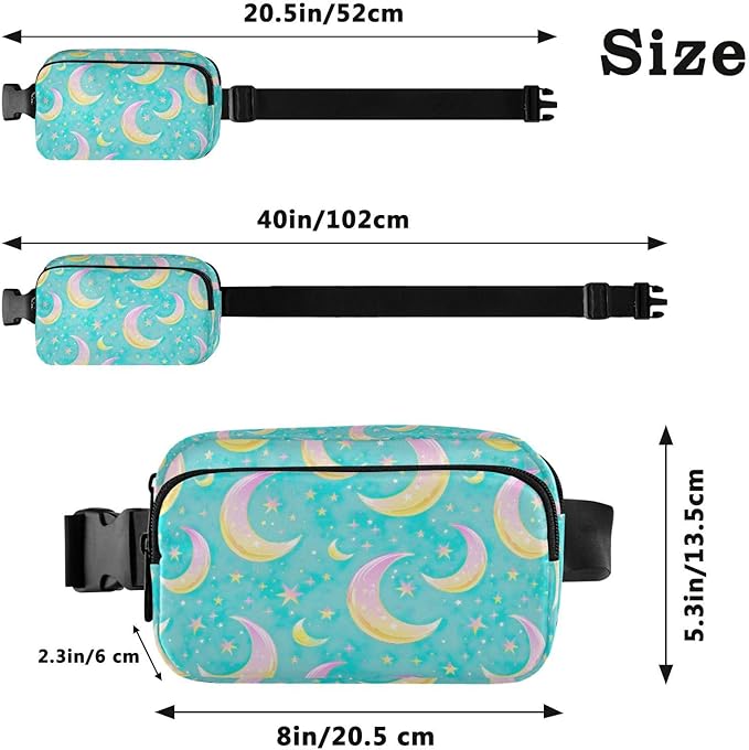 Gradient Moons Star Fanny Pack for Women Men Water Resistant Fashion Waist Packs with Adjustable Strap Belt Bag for Travel Workout Jogging Hiking 21219042