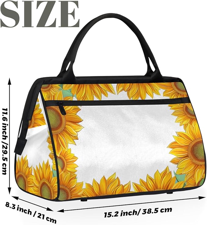 Sunflowers Overnight Weekender Bag for Women Men Travel Duffel Bags Waterproof Luggage Carry on Sports Yoga Gym Bag