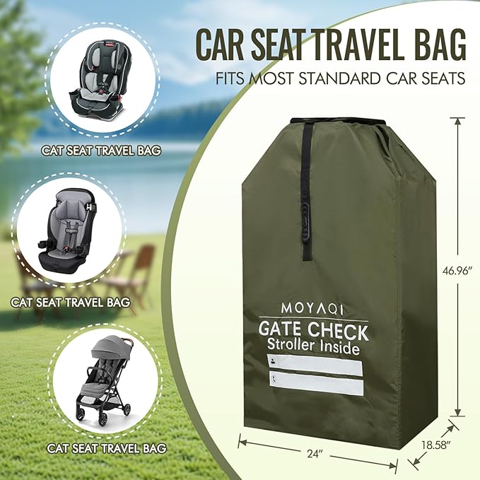 MOYAQI Stroller Travel Bag for Airplane, Gate Check Bag Backpack with Durable Nylon,Adjustable Carry Straps,Infant Carriers & Booster Seats (Green)