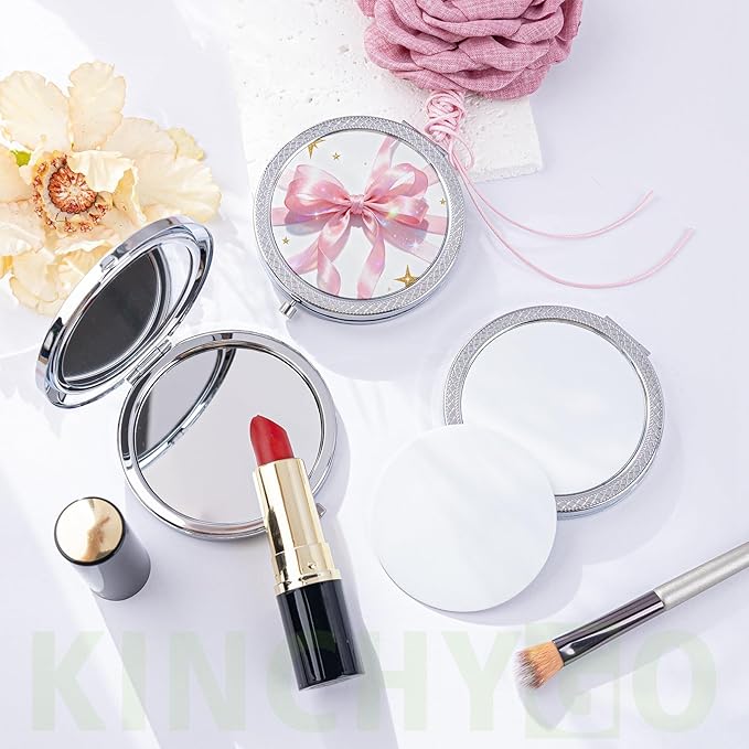 Set of 12 Sublimation Pocket Makeup Mirrors, Mini Metal Folding Compact Makeup Mirror for Women Men Home Travel Use