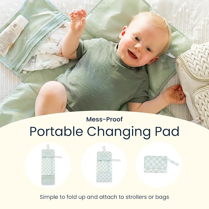 Tiny Twinkle Portable Diaper Changing Pad | Waterproof, Wipeable & Compact Baby Changing Pad for Travel | Smart Wipes Pocket & Organized Storage| Newborn Shower Gift (Camouflage)