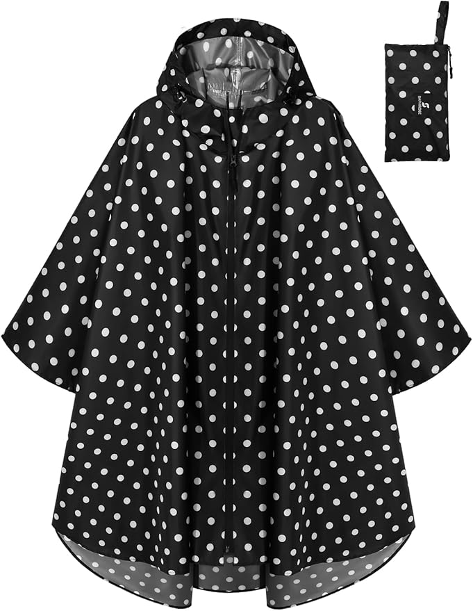 SaphiRose Lightweight Waterproof Rain Poncho for Adults with Hood Portable Rainwear for Outdoor