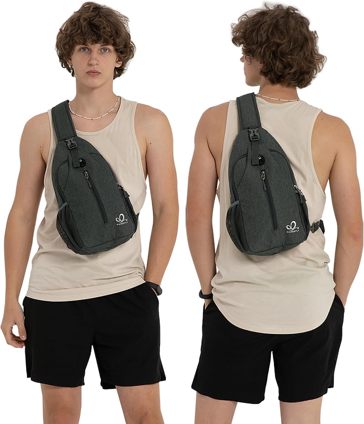 WATERFLY Crossbody Sling Backpack Sling Bag Travel Hiking Chest Bag Daypack