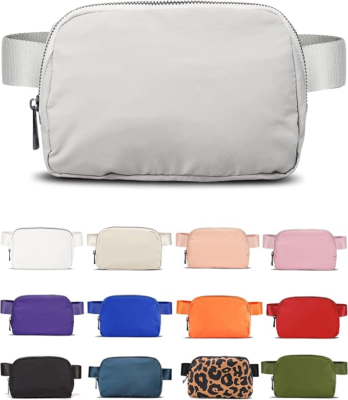 Fanny Pack Crossbody Bag Trendy Waterproof Small Sling Cross Body Purse for Women Men Fashion Waist Packs Mini Belt Pouch Chest Bum Hip Bag Lulu Dupes for Travel Vacation Running Ash
