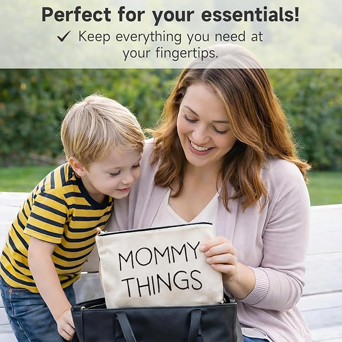 Mom & Baby Pouch Set, Diaper Bag Organizer Insert for Baby Essentials, Mommy Bag Organizer, Hospital Bag Essentials for Mom, Travel Cosmetic & Toiletry Bags, Gift for New Moms Baby Shower (Set of 2)