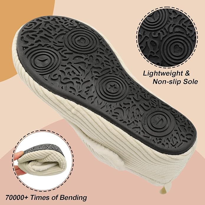 BARERUN Slippers for Women Men Wide House Diabetic Shoes for Women Men Warm Arthritis Edema Swollen Neuropathy Socks Slip on Adjustable Fuzzy Comfy Soft Womens Mens Bedroom Sliipers