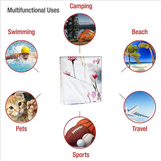 Wildflowers Oversized Sand Free Beach Towel – 71"X32" Lightweight Quick Dry Microfiber Terry Towel For Travel, Swimming, Pool, And Camping, Absorbent And Compact Beach Essential For Women And Men