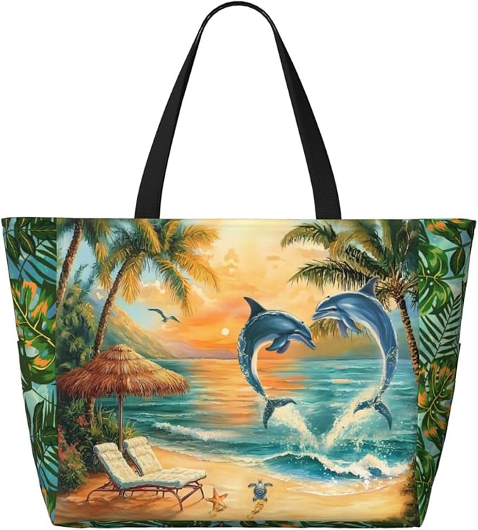 Large Beach Tote Bag Beach Bag Waterproof Sandproof Lightweight Women Tote