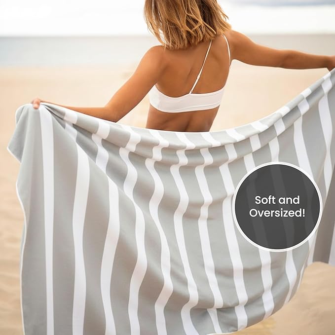 SummerSand Microfiber Beach Towel Extra Large (79 x 39.5 in) - Quick Dry, Sand Free - Compact and Lightweight for Travel - Recycled Materials - Travel Bag Incl - Oversized Pool Towel – Marble Sand