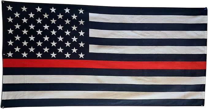 Fallen First Responder Beach Towel 30”x60” – 100% Cotton Velour, Absorbent, Quick-Dry, Easy Pack for Travel, Beach, Pool, or Sunbathing – Lightweight, Compact Thin Blue, Red & Green Line Tribute