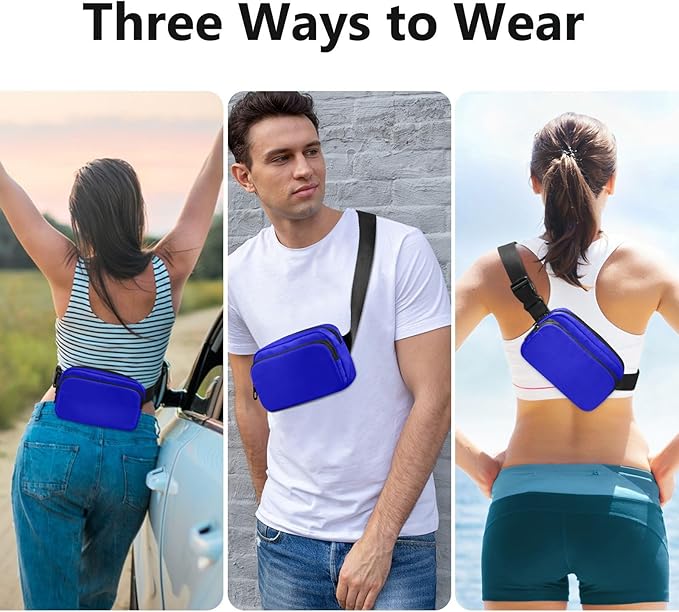 Fanny Pack for Women Men Water Resistant Fashion Waist Packs with Adjustable Strap Belt Bag for Travel Workout Jogging Hiking Medium Blue