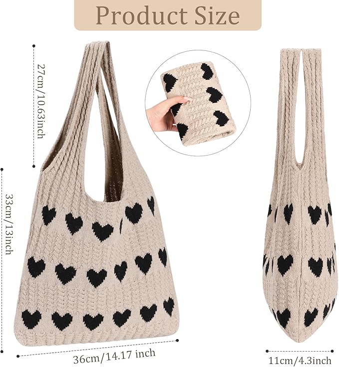 Sightor Crochet Tote Bag, Mesh Beach Bag Knit Summer Hobo Bag Vacation Boho Tote Bag for Women