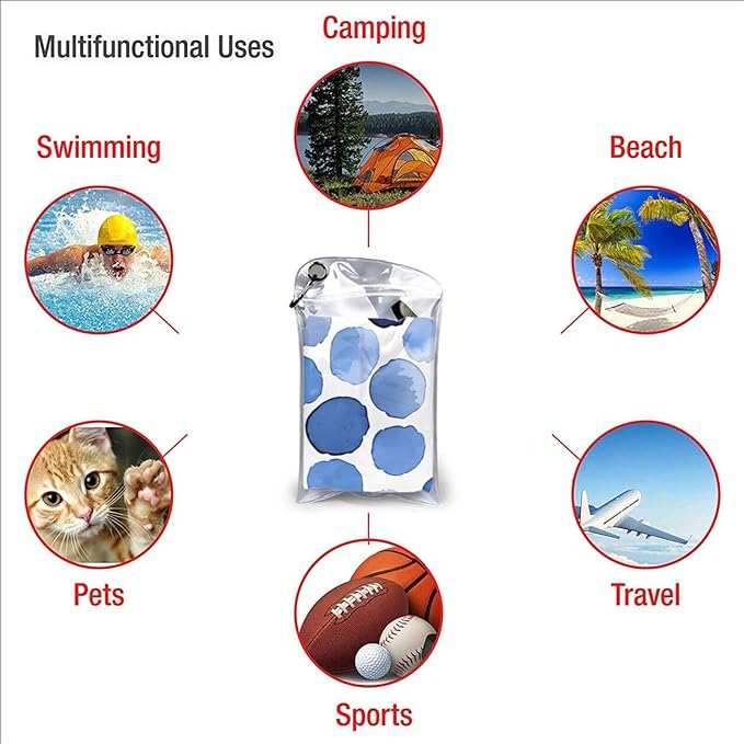Blue Dot Sand Free Beach Towel – 27.5"X55" Quick Dry Microfiber Beach Towels for Travel, Swimming, Pool, and Camping, Absorbent and Compact Beach Essential for Women, and Men