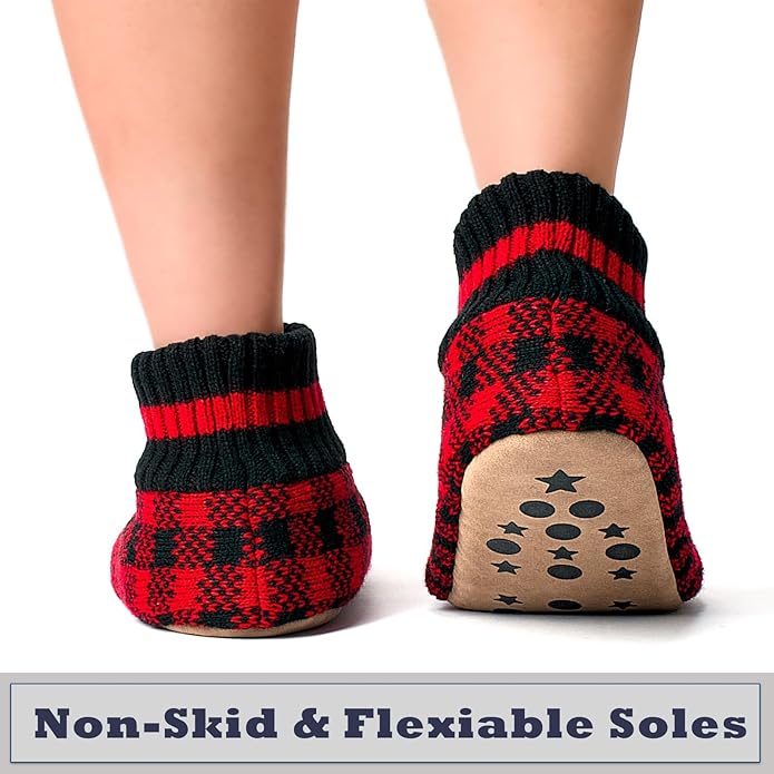 Cozylook Men's Slipper Socks with Grips, Fuzzy Indoor Slippers for Men, Soft Warm Winter Socks with Non-slip Soles