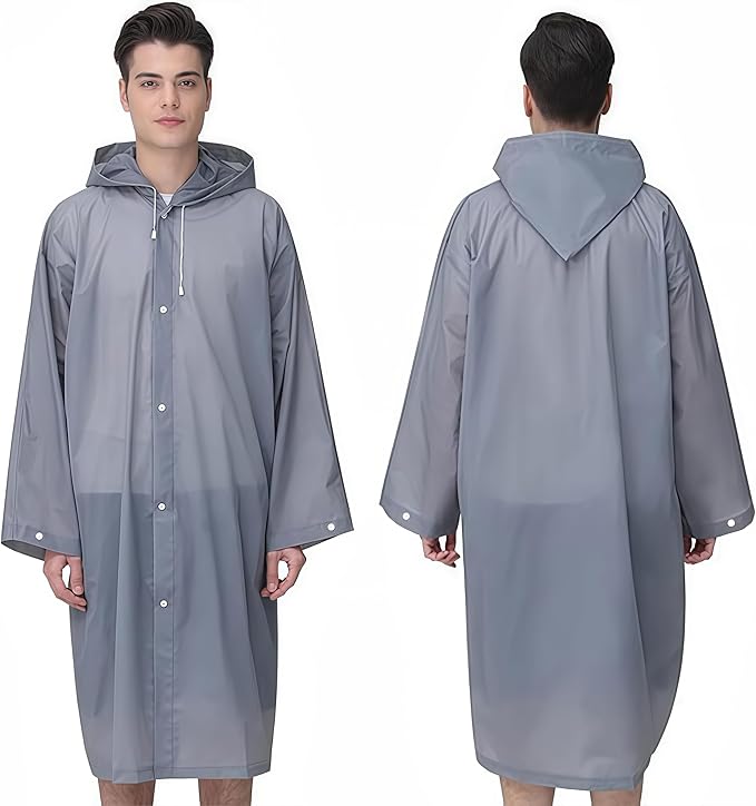 Rain Coat Poncho for Adult, 2 Pack Women Men Reusable Raincoats Emergency with Hood and Drawstring