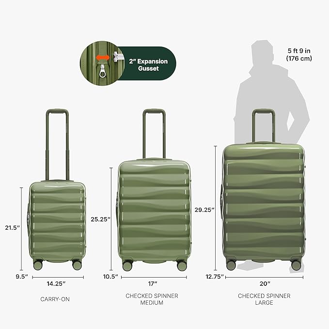 Traveler's Choice Edinburgh II Hardside Spinner Luggage, TSA Lock, Green, 21" Carry-on