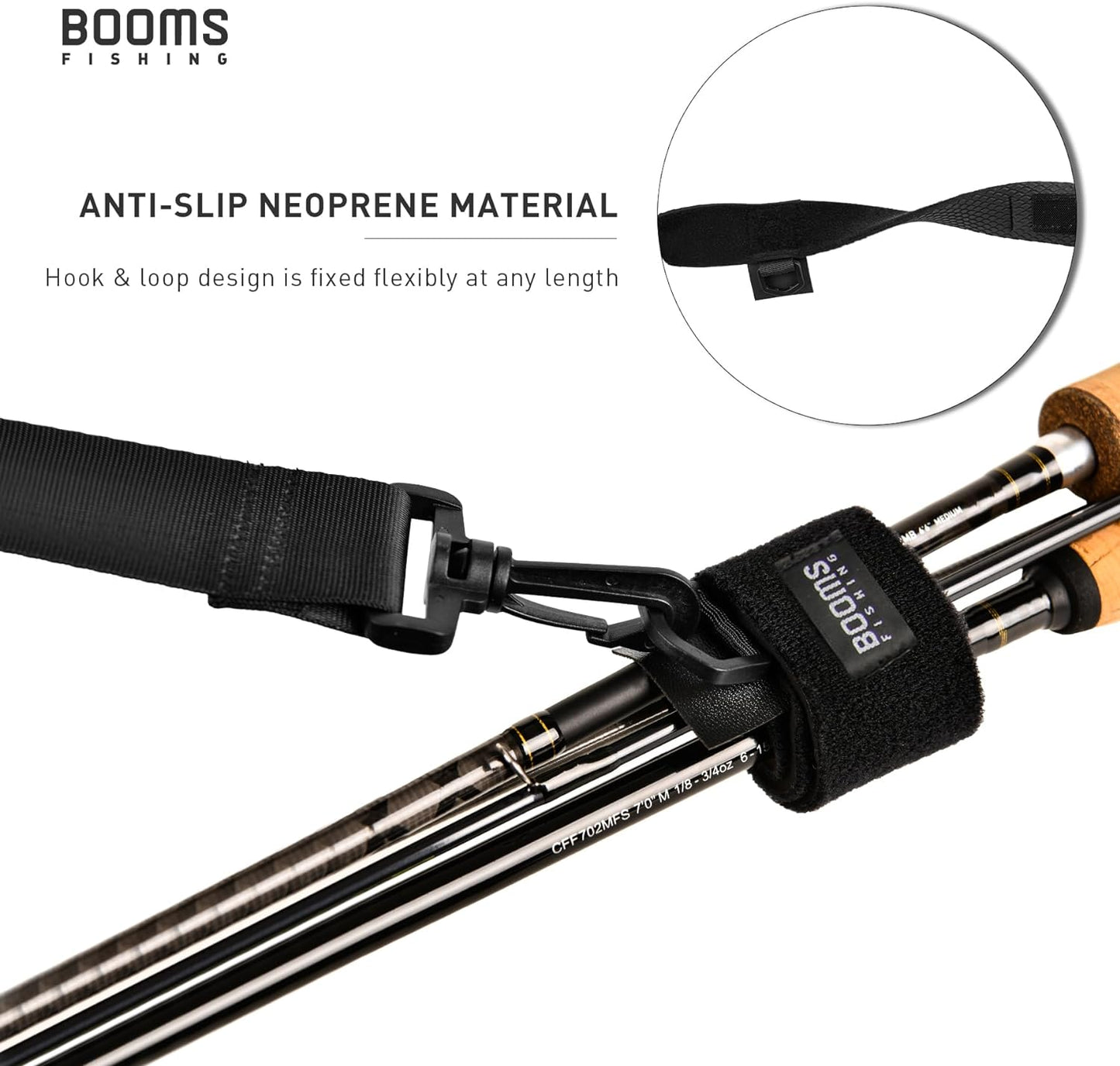 Booms Fishing RS4 Rod Carrier Strap Sling Shoulder Belt, Black