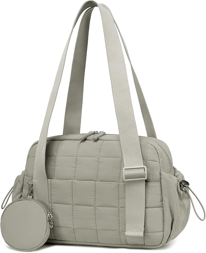 CAMTOP Mini Gym Bag for Women, Small Gym Tote Bag Puffy Quilted Sports Duffel Bag with Wet Compartment and Coin Purse Duffel Bags Dance Yoga Workout Bag for Gifts (Green, Mini-12.6")