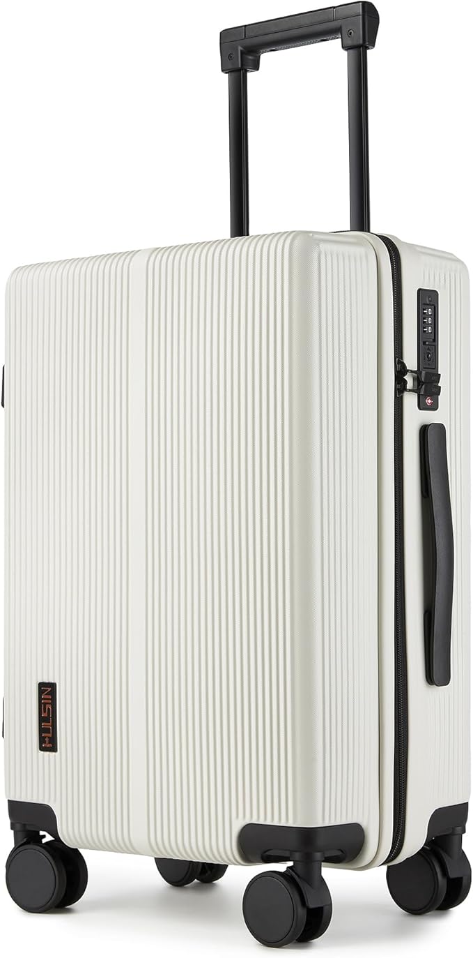 Carry On Luggage with TSA Lock, Carry on Suitcase 22x14x9 Airline Approved, Carry-on luggage with 360° Spinner Wheels, Hardside 20 Inch Lightweight Hard Shell Suitcase (White, 20-Inch)