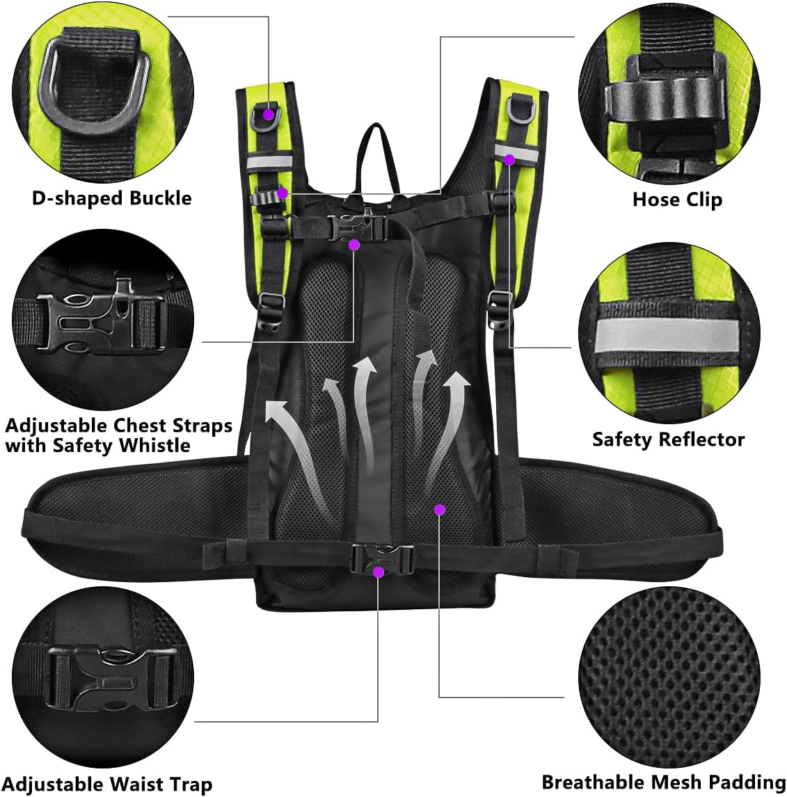 Insulated Hydration Pack Backpack with 3L BPA Free Leak-Proof Water Bladder, Keep Liquids Cool for Up to 5 Hours, Daypack for Hiking, Running, Cycling, Hunting, Climbing