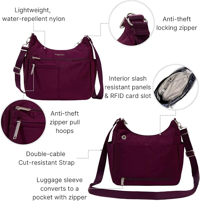 Baggallini Women's Securtex Anti-theft Free Time Crossbody Bag | Securtex, Anti-Theft