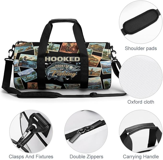 Beach Swim Bags Bass Fishing Men Women Duffle Bag Foldable Gym Bag Lightweight Travel Sports Bags for Men and Women