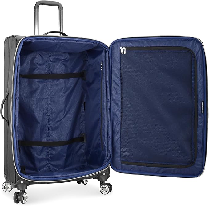 Traveler's Choice Lares Softside Expandable Luggage with Spinner Wheels, Black, Checked 31-Inch