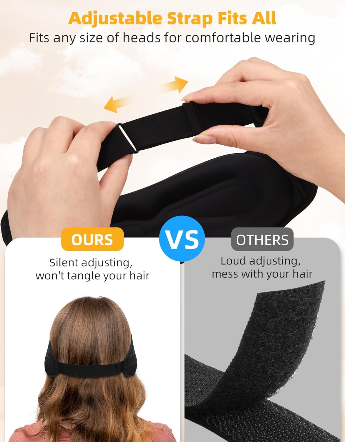 3D Contoured Sleep Mask with Bluetooth Headphones, Adjustable Blackout Sleeping Mask, Easy Installation Sleeping Headphones with Ultra-Thin Stereo Speakers for Men, Women - Black