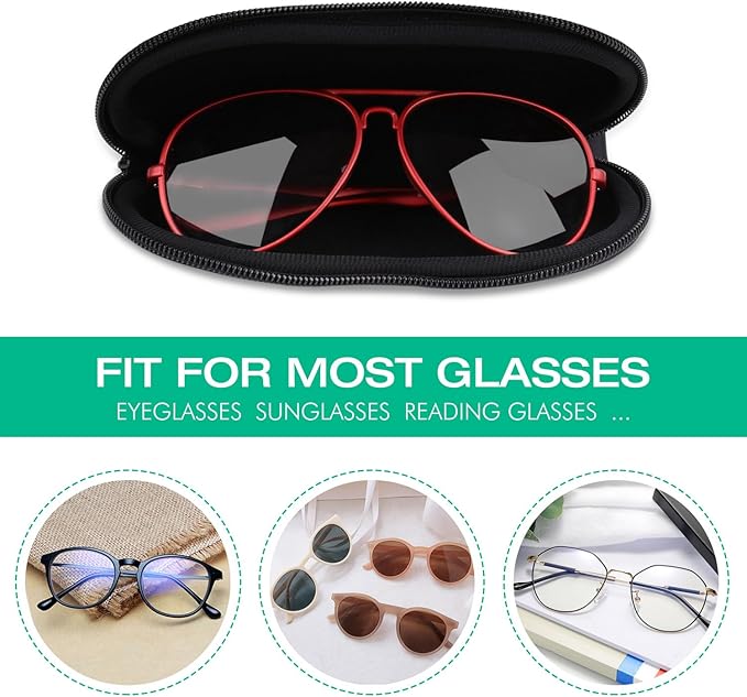 MoKo Sunglasses Soft Case Ultra Light Neoprene Zipper Eyeglass Case for Men Women