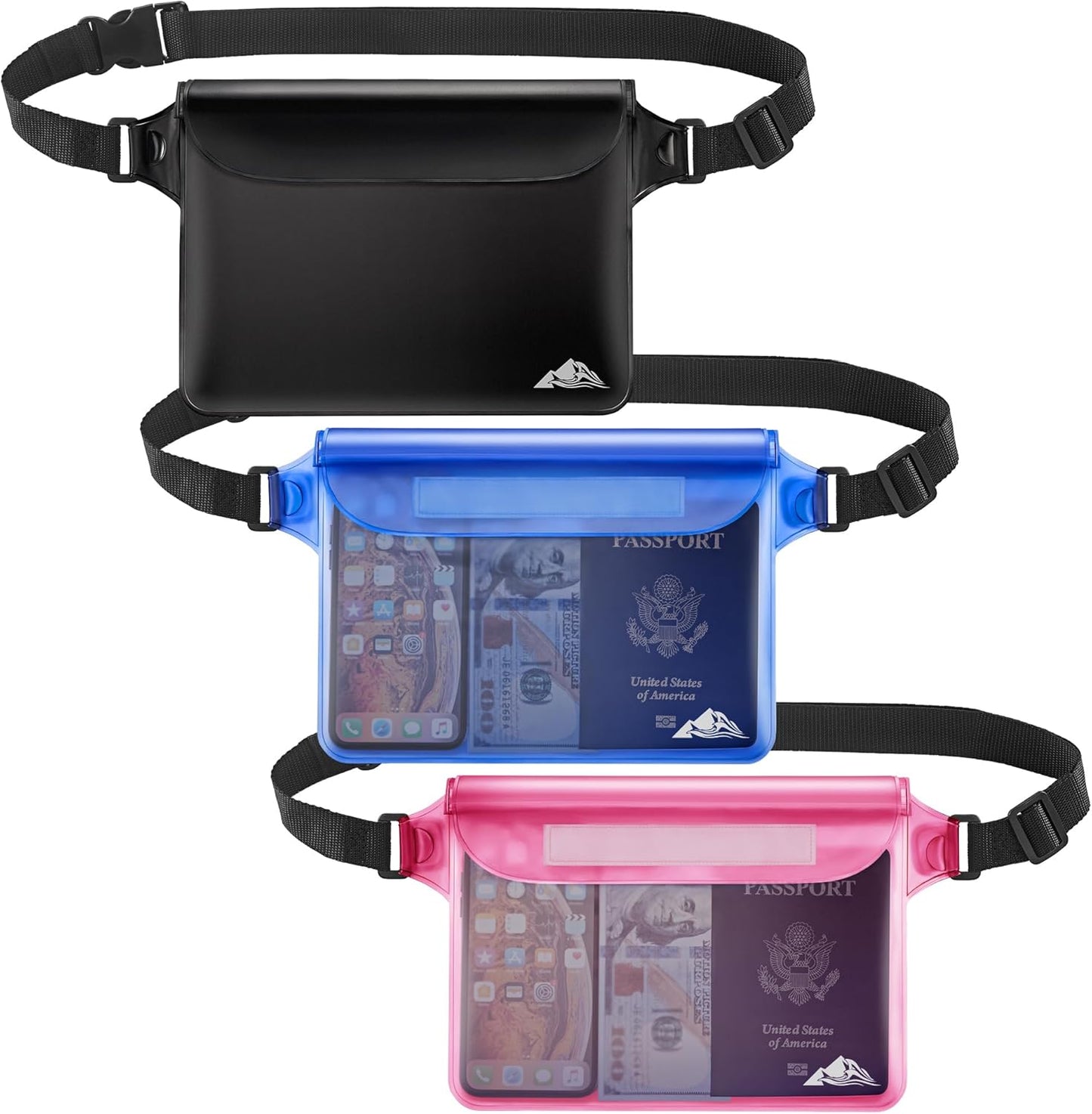 HEETA Waterproof Fanny Pack, Waterproof Pouch Dry Bag 2/3/4 Pack for Phone Passport Purse, Adjustable Waist Strap for Swimming Kayaking Boating Paddle Board Accessories Cruise Beach Camping Essentials