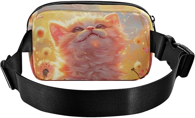 Cat in Flower Field Fanny Pack for Women Men Water Resistant Fashion Waist Packs with Adjustable Strap Belt Bag for Travel Workout Jogging Hiking 21220665