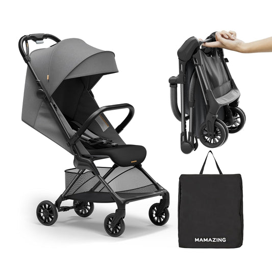 MAMAZING Ultra Air X Travel Stroller - Ultra-Lightweight Under 10 lbs, Carbon Fiber Frame & Airplane Friendly, Lightweight Stroller with Reclining Seat, UPF 50+ Canopy & Travel Bag