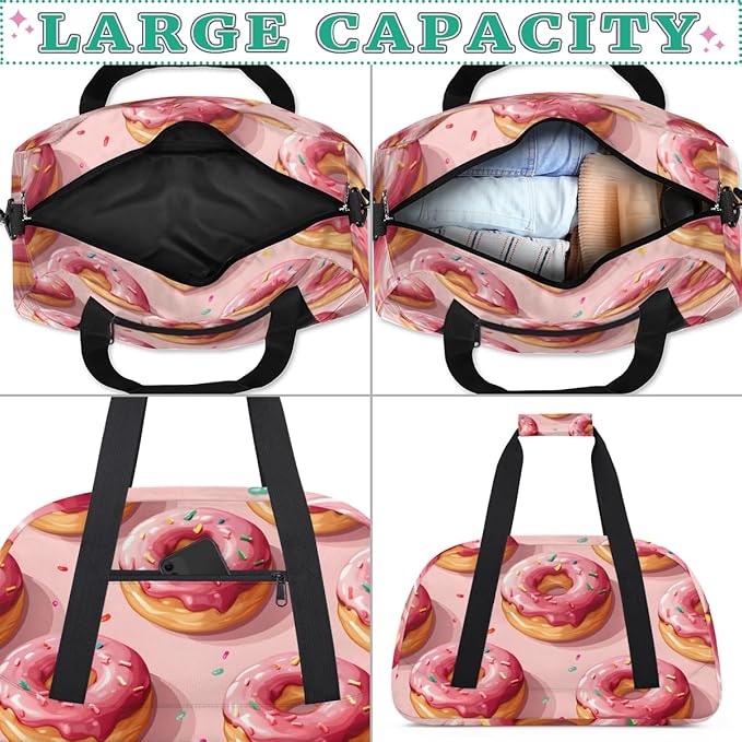Many Donuts Kids-Duffel-Bags Gymnastics Dance Bag Carry-On Overnight Travel Gym Lightweight Dance Sports Bags For Girls Boys Kids，