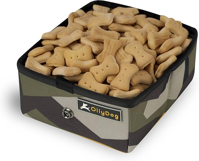 OllyDog Crumple Travel Food Bowl, Water-Resistant Collapsible Dog Bowl, Portable Dog Bowl, Pet Supplies, Ideal for Outdoor Camping, Walking, Traveling, Hiking (Swedish Camo)