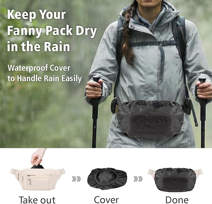 Packism Fanny Packs for Women Men - 6 Pockets Large Crossbody Waist Bag with Adjustable Strap Belt Bag for Travel Running Hiking