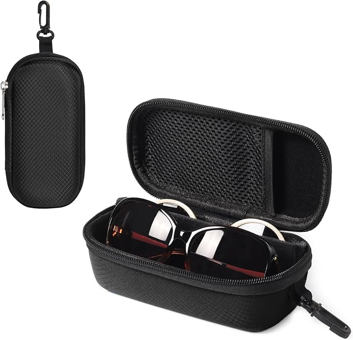 Bukere Double Eyeglasses Case with Adjustable Slots, EVA Hard-shell Travel Dual Glasses Sunglasses Organizer for Men Women