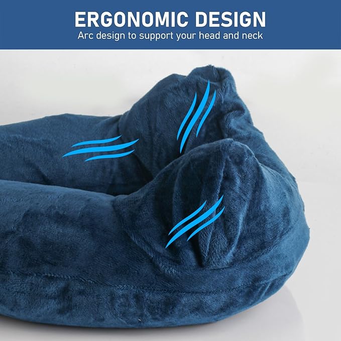 Air-Filled Travel Pillows for Sleeping Airplane Neck Support for Traveling Pillow Inflatable Travel Neck Pillows for Air-Filled Neck Pillow Airplane, with Eye Masks, Earplugs