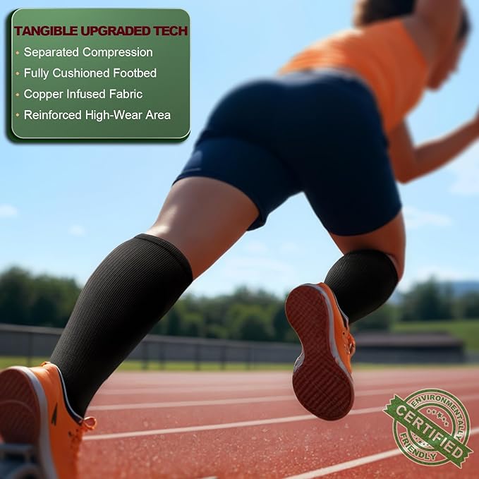 BULLIANT Compression Socks 3Pairs-15-20mmHg Circulation Support Men Women Hiking Sports Recovery-Upgraded Wicking Tech