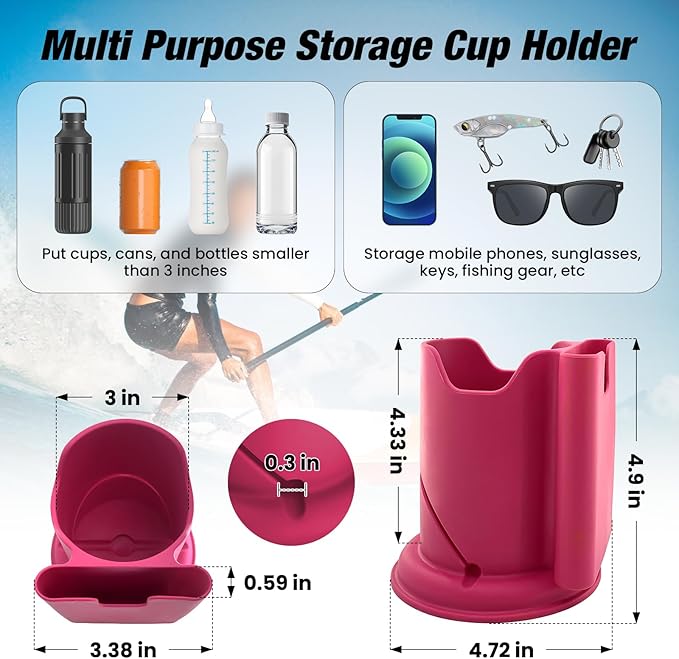 Kayak Cup Holder, Cup Paddle Board, Paddle Board Accessories Surfboards, Canoes and Kayak Accessories for Types of Cup Bottle Drink